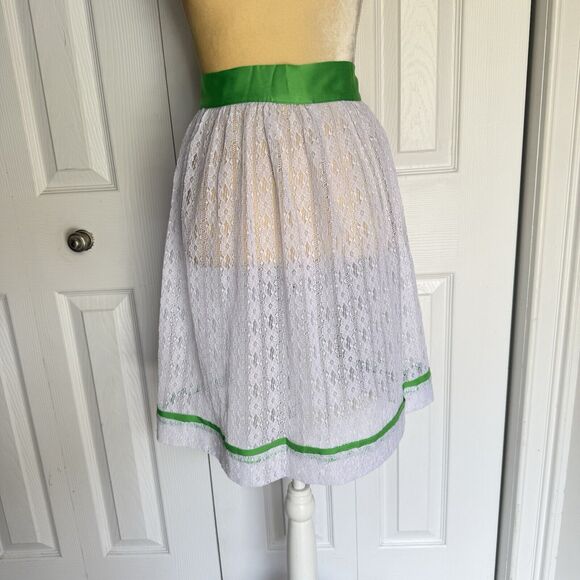 VINTAGE APRON LACE WHITE END GREEN COLOR - Picture 10 of 12